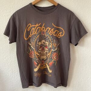 Calabasas Tattoo Club T-shirt Size XS Charcoal Graphic Tee Skull  Roses Eagle